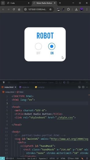 Robot Radio Button #programación #javascript #animation #efects #code #button #desarrolloweb