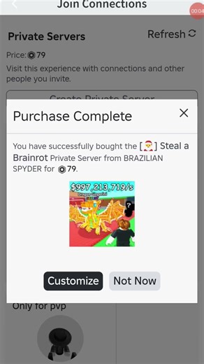 I buy private server in steal a brainrot first time 😀 #Roblox