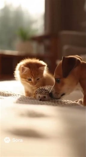 Kitten, Puppy & Hedgehog Become Best Friends 🐱🐶🦔💞
