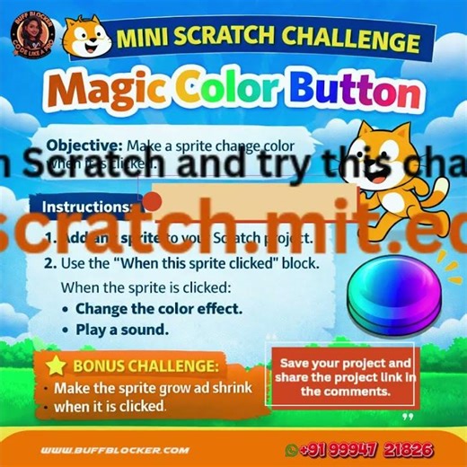 🎨 Beginner Scratch Coding Challenge – Magic Color Button #codingchallenge