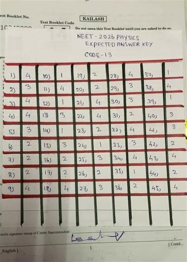 🔥💥NEET 2026 PHYSICS ANSWER KEY CODE 13 😱🔥