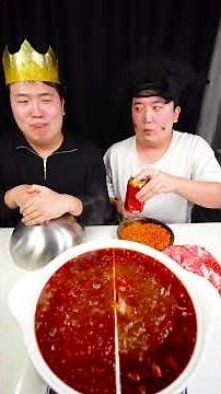 🔥 Spicy Beef Hot Pot + Fire Noodles 🌶️ | Funniest Mukbang Reaction 😂 #shorts