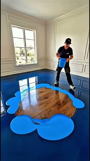 "Drawing Room Me Blue Fish Floor Banaya 💙🐟 | Luxury Floor Transformation #shorts"