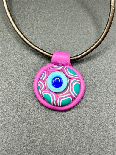Polymer Clay and Lampwork Cabochon Pendant - Etsy