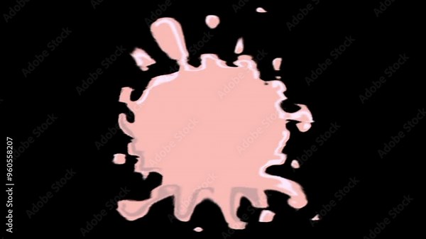 splash pink liquid on black animation. flow water blob.
