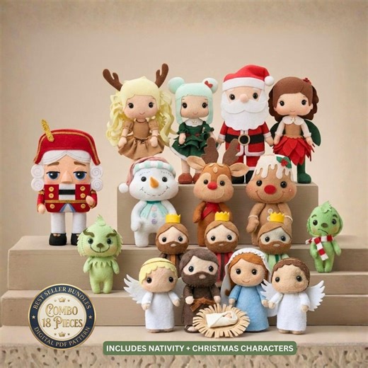 Christmas Felt Doll Pattern Bundle | Nativity & Christmas Characters | 18 Pieces | PDF Sewing Pattern - Etsy