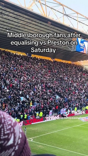 Middlesbrough Fans Celebrate After Equalizing Against Preston