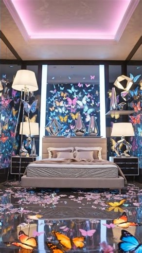 Luxury Resin Floor Transformation 😍 Butterfly & Flower LED Epoxy Magic #shorts #transformation