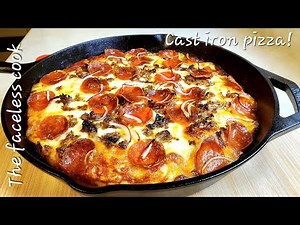 Cast iron pizza, oh so crispy!