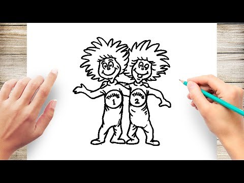 How to Draw Thing 1 and Thing 2 Step by Step