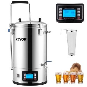 VEVOR Electric Brewing System, 9.2 Gal/35 L Brewing Pot, All-in-One Home Beer Brewer with Pump, Mash Boil Device with Panel, Auto/Manual Mode 100-1800W Power 25-100℃ Temp 1-180 min Timer Recipe Memory | VEVOR US