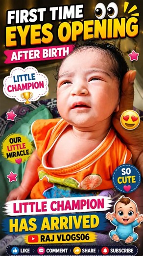 First eye-opening moments👶 Cute newborn baby reactions💖 Little champion's first days #youtubeshorts