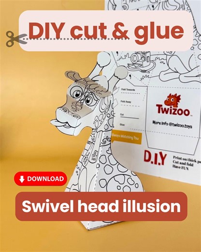 Giraffe DIY Coloring Paper Activity: 3D Cut & Glue Toy for Kids (PDF) - Etsy