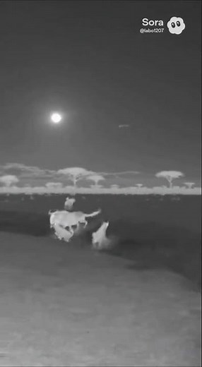 Night-Vision Hyena Chase! Wildebeest Makes Incredible Escape — Infrared 4K