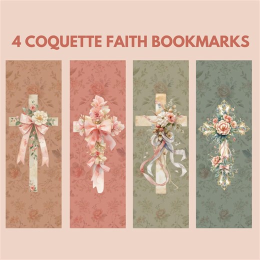 Christian Bookmarks With Floral Cross (digital Download) - Etsy