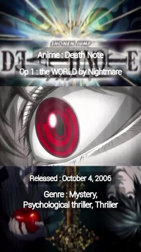 Death Note - Opening 1 #anime #animefan #animetiktok #deathnote #music #nightmare #opening #otaku #otakus_animes #theworld