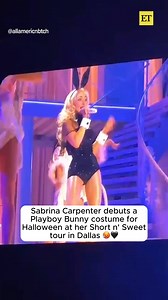 Sabrina Carpenter looks 𝓮𝓪𝓻-𝓻𝓲𝓼𝓲𝓼𝓽𝓲𝓫𝓵𝓮 in her Playboy Bunny costume for her Short n' Spooky show in Dallas. 🐰🖤 | Entertainment Tonight
