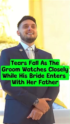 Tears Fall As The Groom Watches Closely While His Bride Enters With Her Father. #wedding