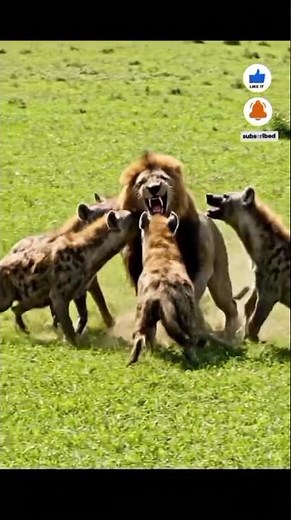 Lion vs Hyena Clash in the Wild 🦁🐺 Real Wildlife Encounter #lion #hyena #shorts #wildlife #animals