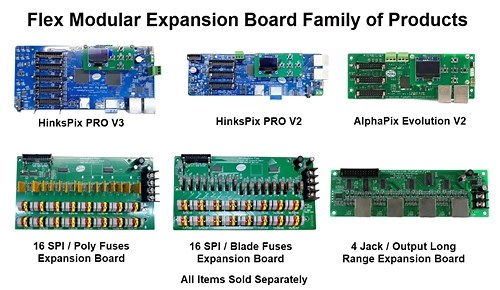Flex Expansion Board System with AlphaPix Evolution or HinksPix Pro CPU - E1.31 Modular Lighting Controller System