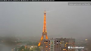 ZAP! A webcam caught lightning striking the Eiffel Tower in Paris yesterday! | AccuWeather