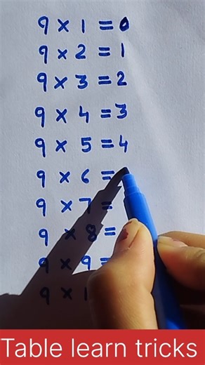 Fastest way📚👉 to learn 9 table/multiplication #maths #mathshortcuts #shortsfeed #shorts #ytshorts 💯
