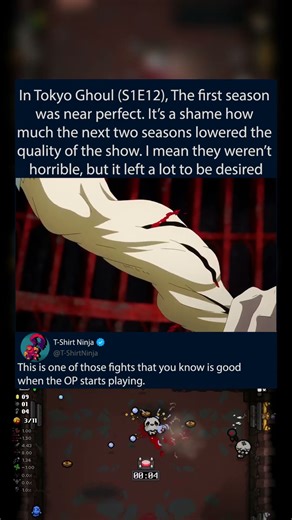 In Tokyo Ghoul (S1E12), The first season was near perfect. It’s a shame how