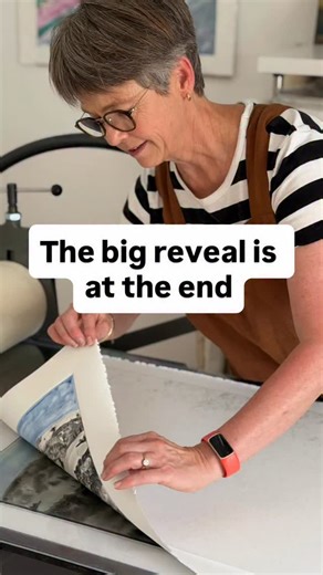 Sally Black on Instagram: "Part 2 - the printing press process (with silly dance) and the big reveal! #canberraartist #strathnairnarts #monotype #murrumbidgeeriver #ginninderry"