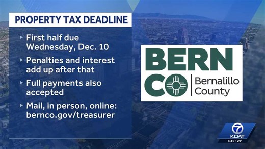 Bernalillo County urges property owners to pay taxes before Dec. 10 deadline