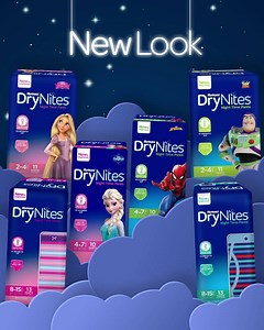 Our new look DryNites Night Time Pants will be COMING SOON to a store near you 🌙 Designed to look like real undies DryNites Night Time Pants feature updated designs for all ages! | Huggies