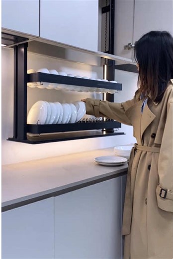 😱Smart Kitchen Hack! Electric Lifting Basket Makes Storage a Breeze#electric #kitchen #tiktok #furniture #hardware