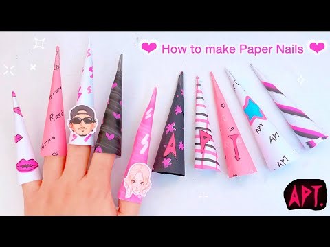 ⁠​DIY paper nails 💅 APT / paper craft / blackpink craft / rose / bruno / fake nails / art and craft
