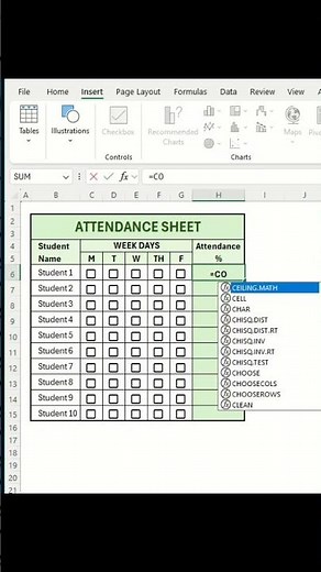 Simple Attendance Sheet in Excel. #excel #excelshortcuts #exceltips #exceltricks