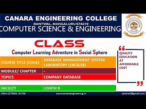 VTU DBMS (18CS53) DATABASE MANAGEMENT SYSTEM LABORATORY (COMPANY DATABASE)