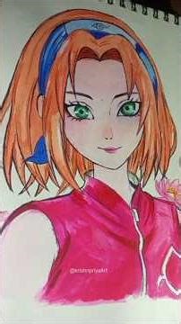 Sakura Haruno Drawing ❤️‍🩹 Pencil to Watercolor Transformation#shorts#art