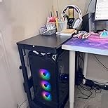 Height Adjustable Computer Tower Stand with Charge Station and USB Charging Port, 2-Tier ATX-Case Cart, Under Desk Mobile PC Stand, CPU Holder Cart with Locking Caster Wheels for Fits Most PC