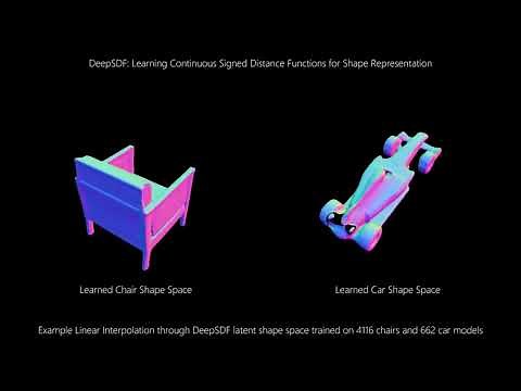 DeepSDF: Learning Continuous Signed Distance Functions for Shape Representation