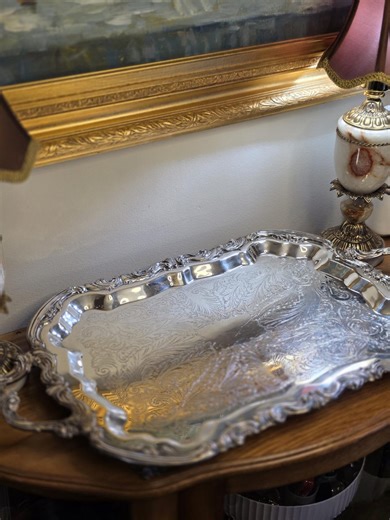 Large Silver Plated Serving Platter With Handles 25 Inch | Vintage Oval Tray | Wedding Holiday Entertaining Decor - Etsy