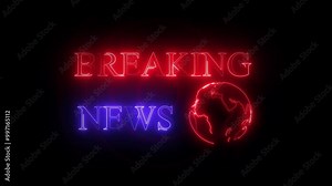 International news background animation icon, Breaking News Broadcast TV Animation. 4K Broadcast Graphics. Digital world news background animation, rotated earth technology news.