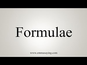 How To Say Formulae