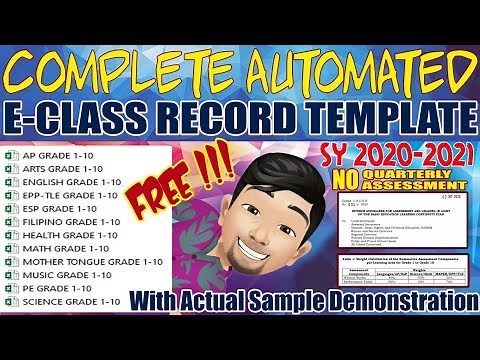COMPLETE AUTOMATED E-CLASS RECORD GRADE 1-10 SY 2020-2021 I FREE CLASS RECORD TEMPLATE