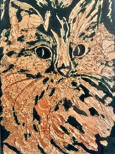 Emerald Cat Painting: Gold Leaf Whimsical Art - Etsy UK