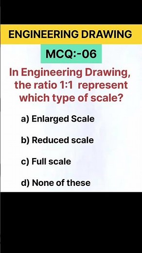 👉 📐 Engineering Drawing MCQ #06 | Scale 1:1 = Which Type of Scale? 🤔 | #shorts #youtubeshorts