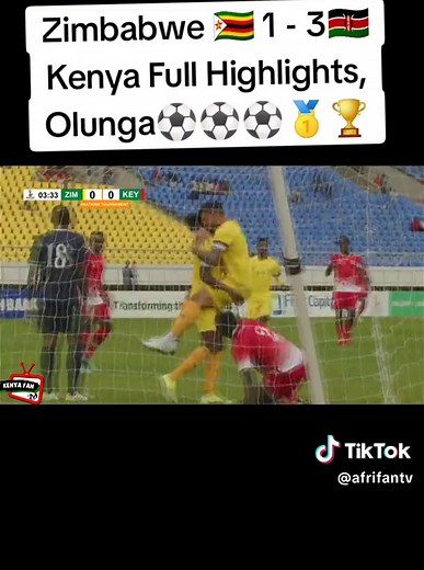 Kenya🇰🇪vs Zimbabwe 🇿🇼 Match highlights. #kenya #olunga #zimbabwe #zimbabwetiktok🇿🇼🇿🇼🇿🇼🇿🇼 #harambeestars #michaelolunga #chira #viral #fyp #nairobitiktokers #nairobigossipclub #trending #football #sports #kenyantiktok🇰🇪