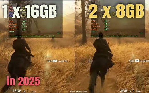 【内存对决】单条16G vs 双8G内存 2025年游戏性能实测！结果出乎意料