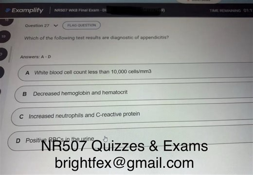 Which of the following test results are diagnostic of appendici... | Filo