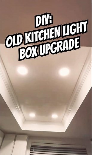DIY OLD Kitchen Fluorescent Light Box Upgrade. #DIY #kitchenlighting #recessedlighting #crownmolding