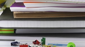 Notebooks and pens of a student - Free Stock Video