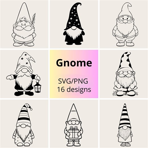 Gnome Scene SVG & PNG Bundle | Cute Gnomes Clipart SVG Set - Etsy Canada