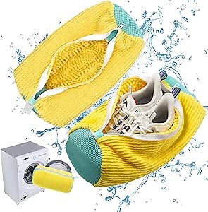 Shoe Washing Machine Bag, Laundry Shoe Bag for Washer and Dryer, Sneaker Bag for Washing Machine, for All Shoes Sizes and Types (Yellow 2 pcs)